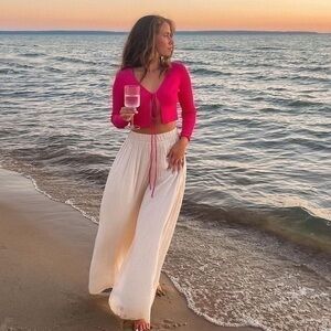 ZARA ribbed knit cardigan pink 6873 105